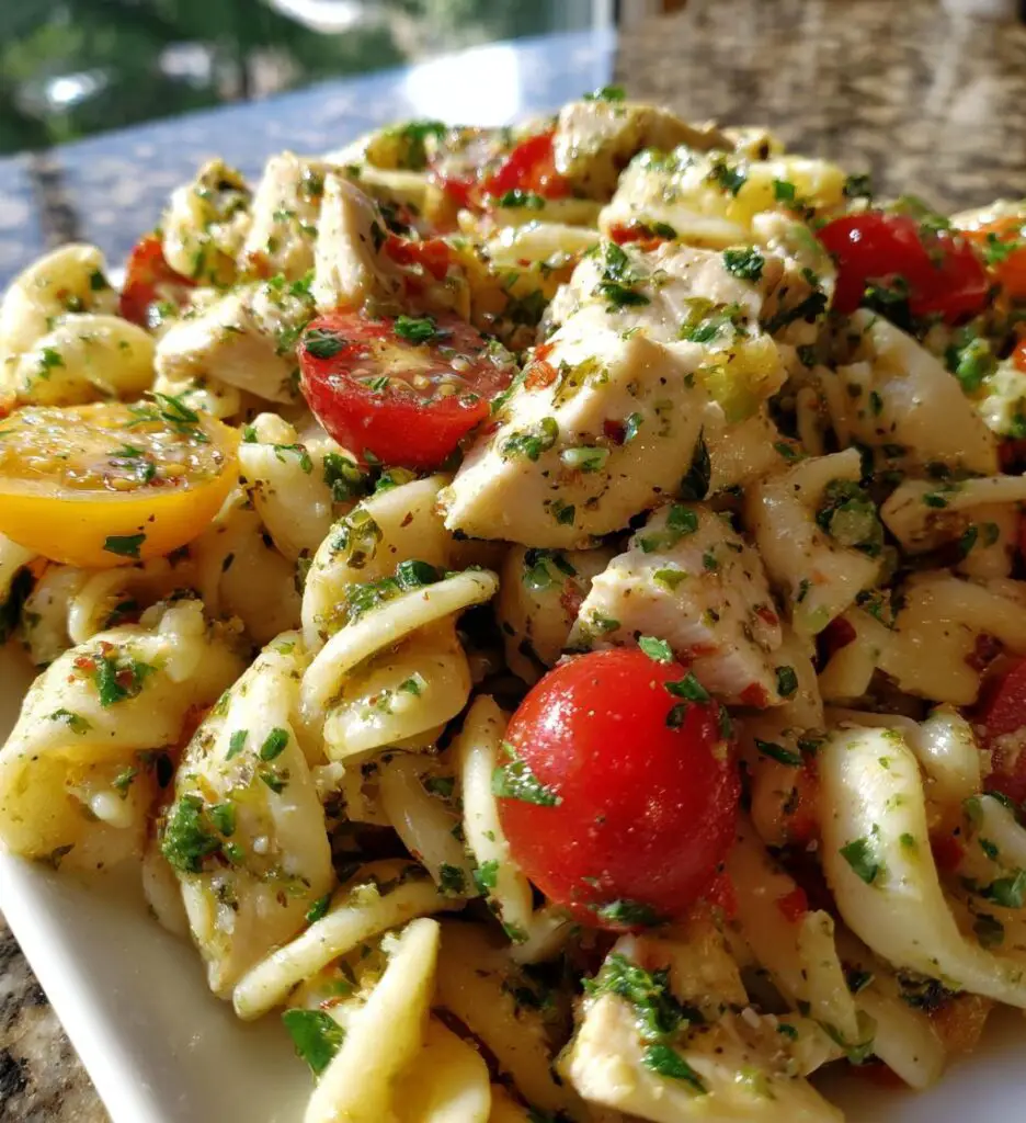 herby lemon chicken pasta salad