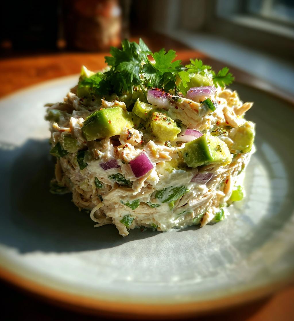high protein avocado chicken salad - detail 1