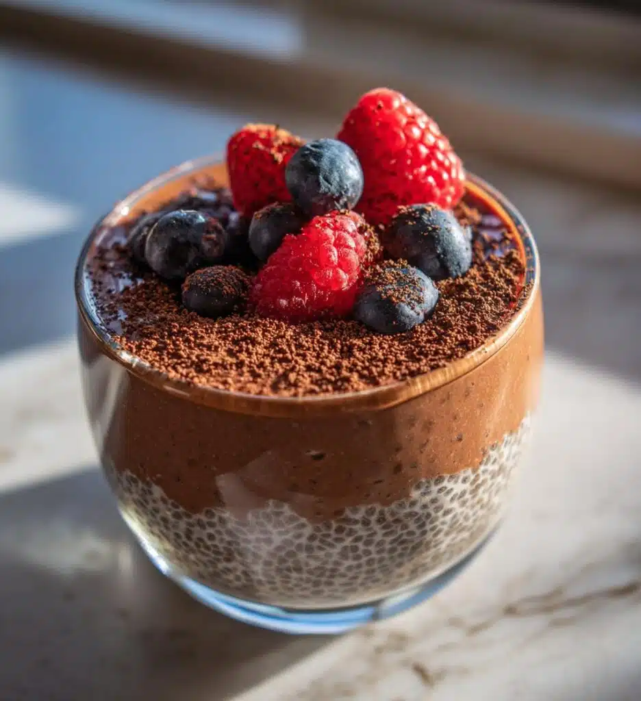 high protein chocolate chia pudding