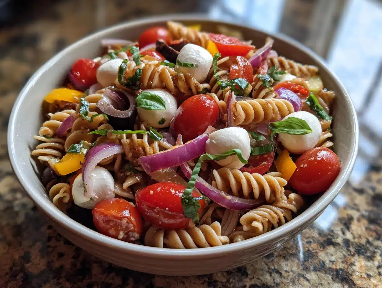 high protein italian pasta salad - detail 1