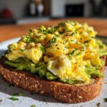 high protein scrambled eggs avocado toast
