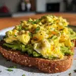 high protein scrambled eggs avocado toast