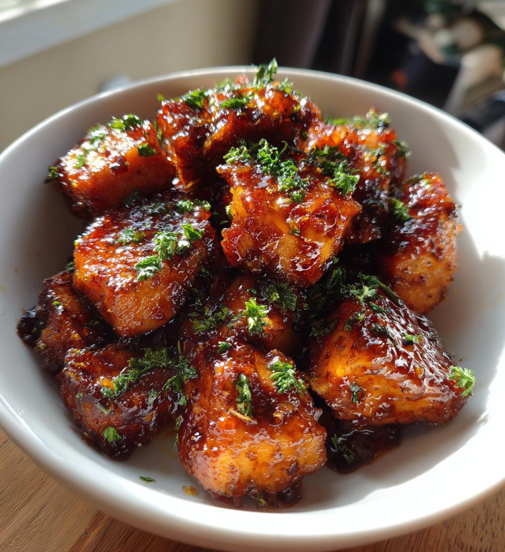 honey butter garlic glazed salmon bites - detail 1