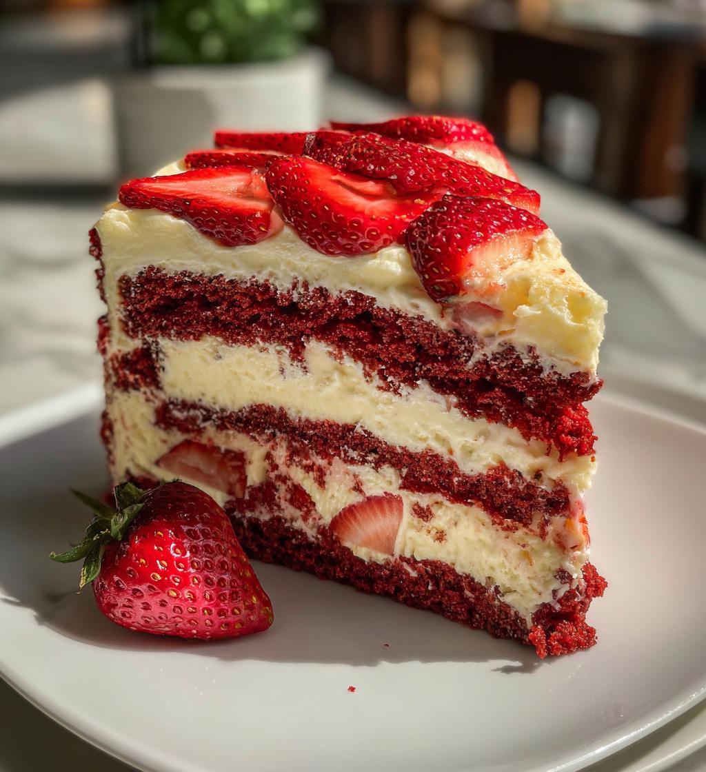 indulgent red velvet strawberry cheesecake - detail 1