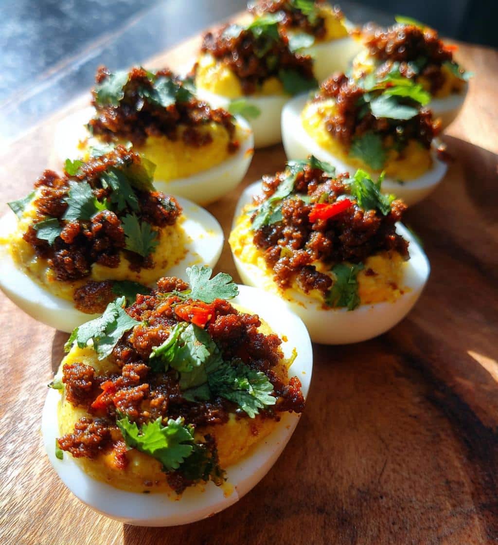 jalapeno deviled eggs with beef