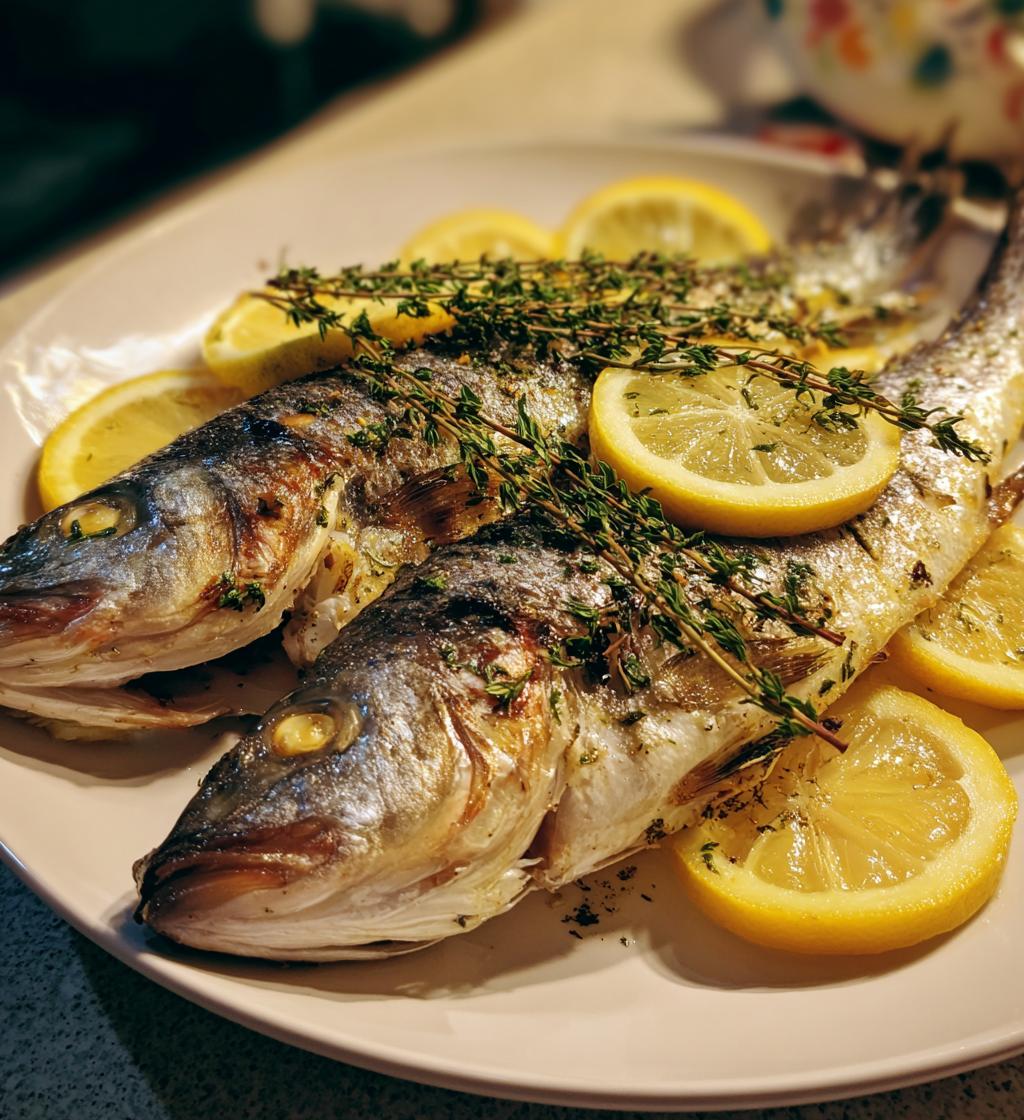 lemon and thyme roasted sea bass - detail 1