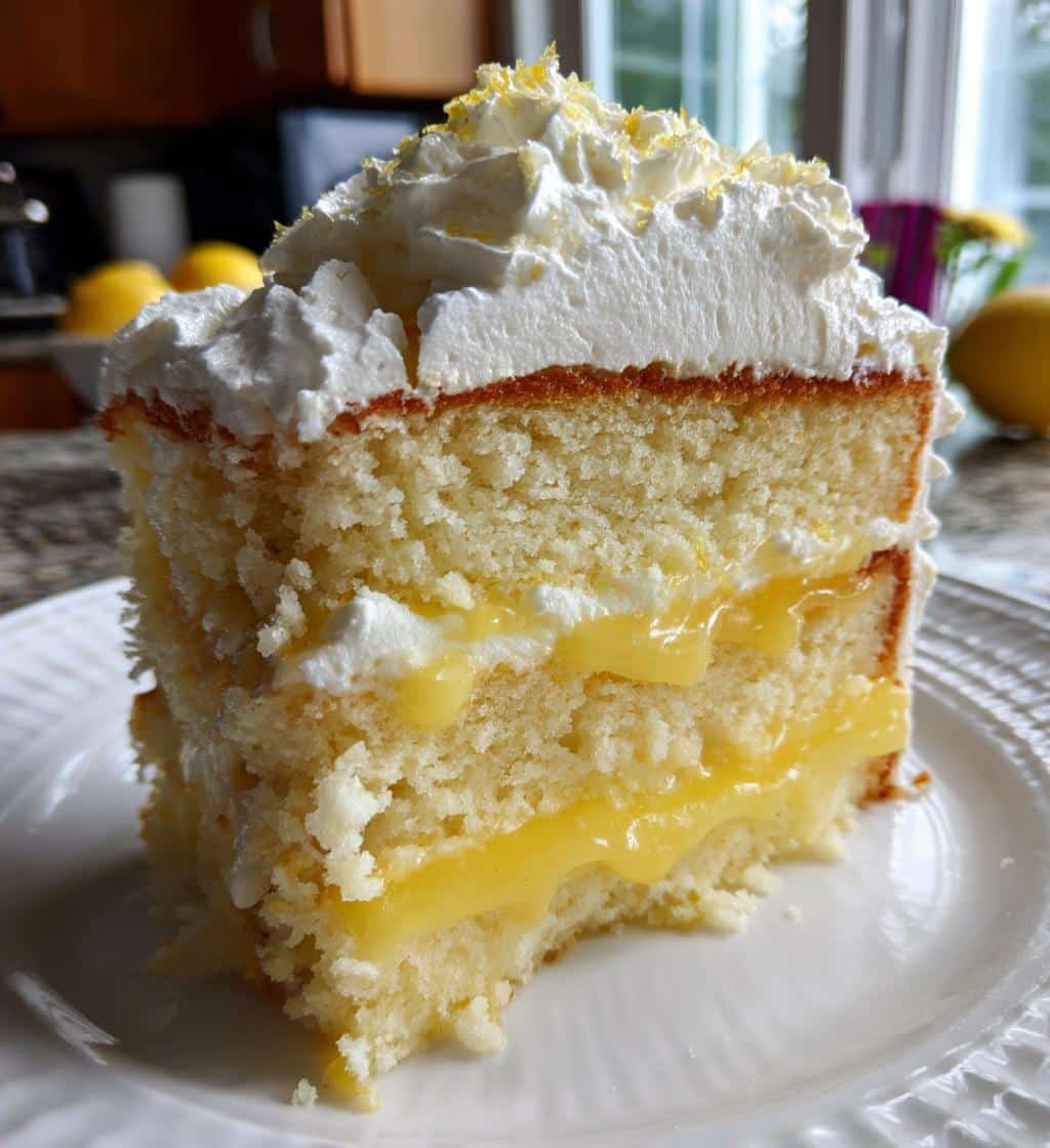 lemon cake with creamy filling and lemon curd - detail 1