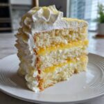 lemon cake with creamy filling and lemon curd