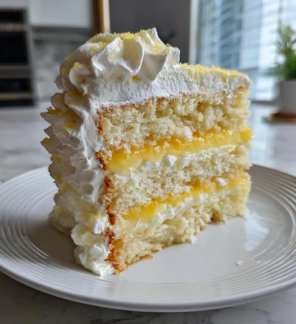 lemon cake with creamy filling and lemon curd