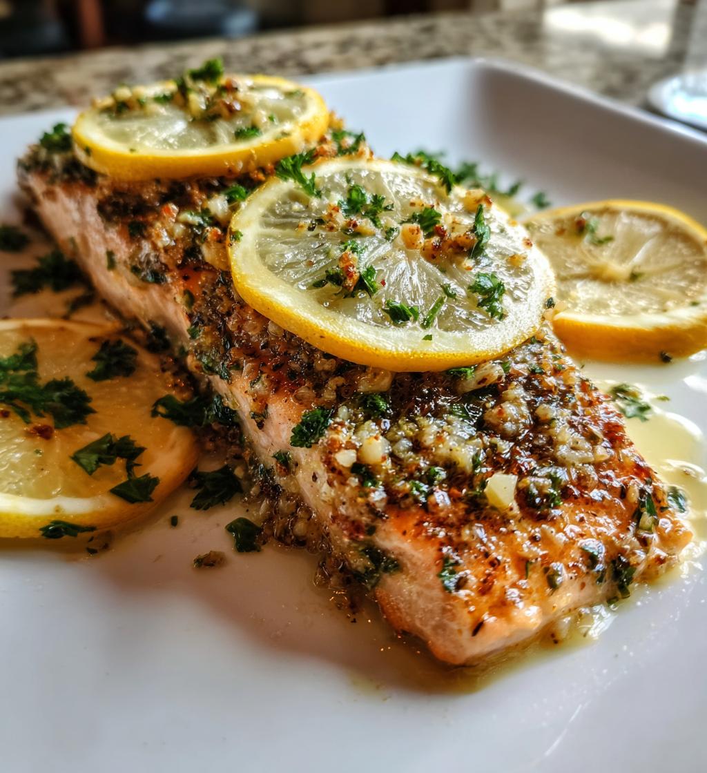 lemon garlic baked salmon - detail 1