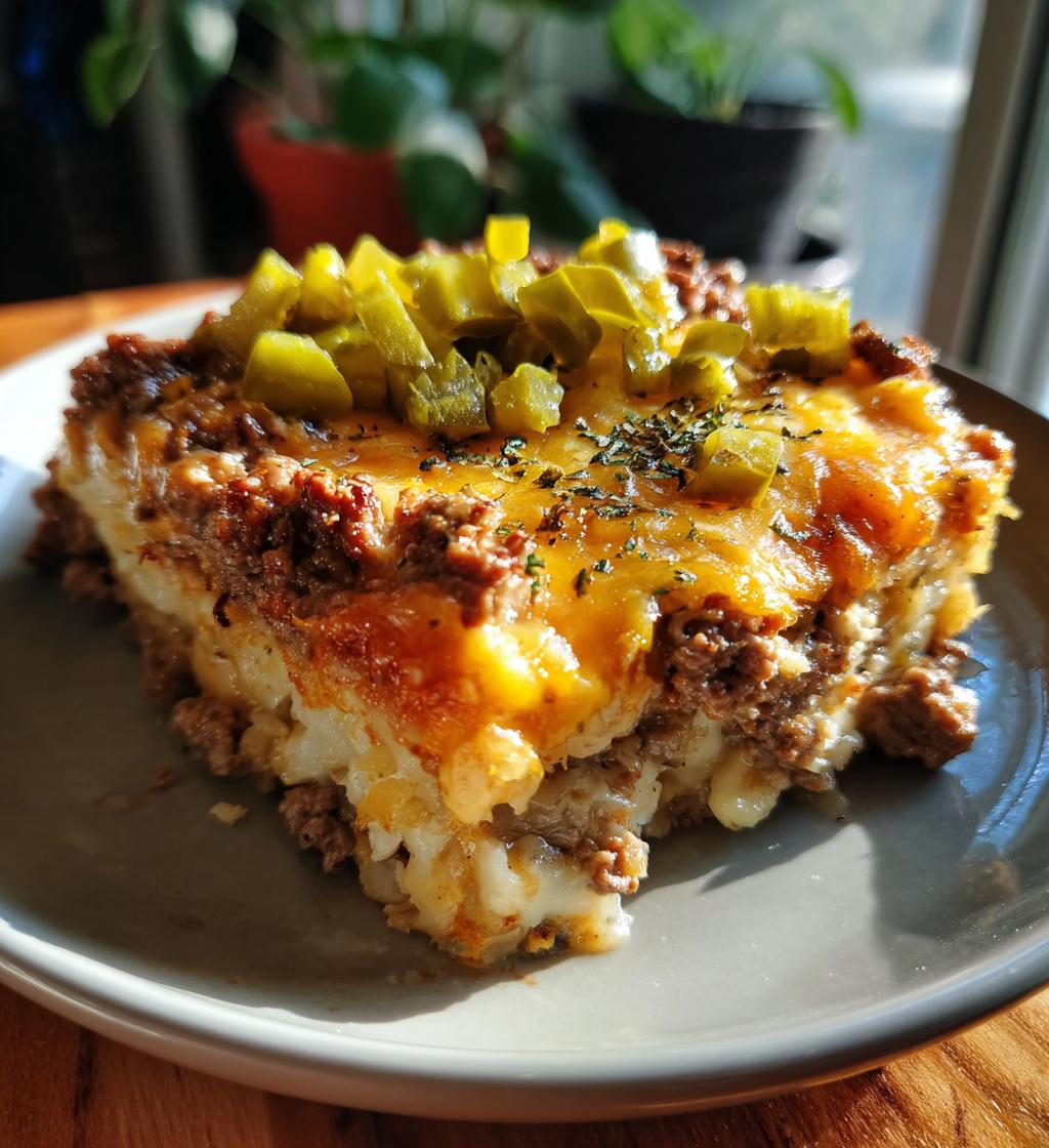 loaded cowboy cheeseburger casserole - detail 1