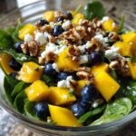 mango salad with spinach and blueberries