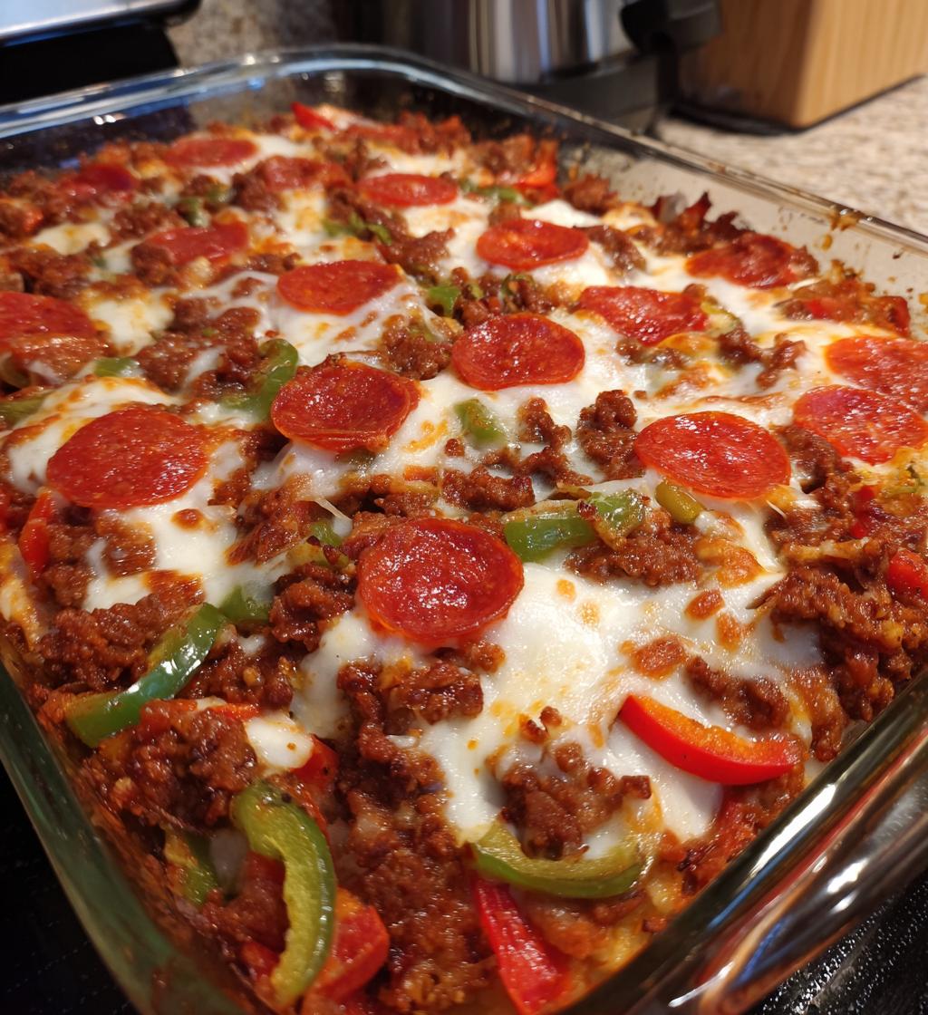 meat lovers pizza casserole