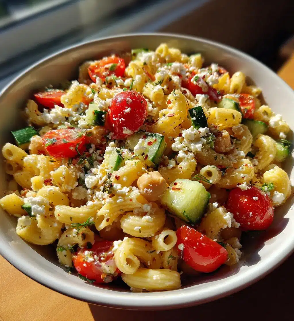 mediterranean chickpea pasta salad - detail 1