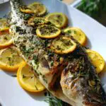 mediterranean herb and lemon baked branzino