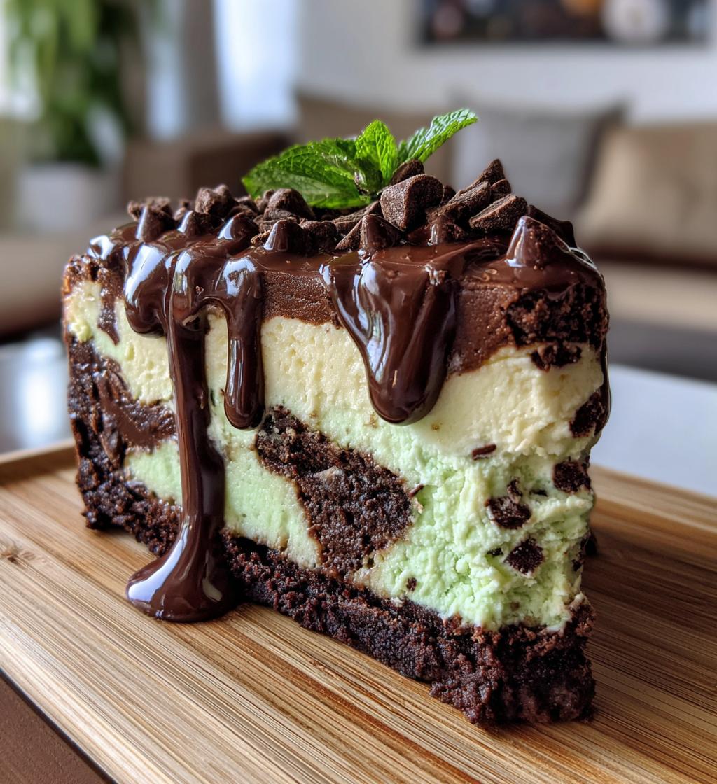 mint chocolate fudge cheesecake cake - detail 1