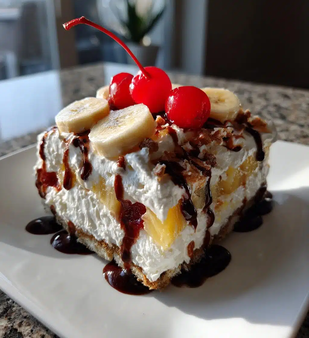 no bake banana split cake