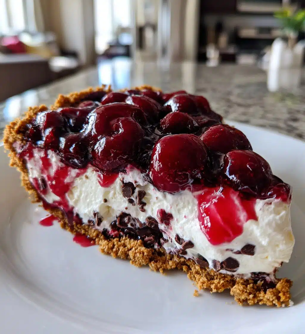 no bake easy cherry chocolate chip pie - detail 1