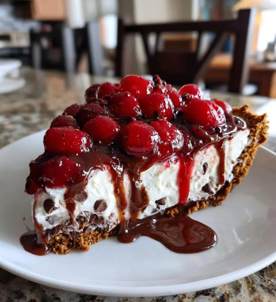 no bake easy cherry chocolate chip pie