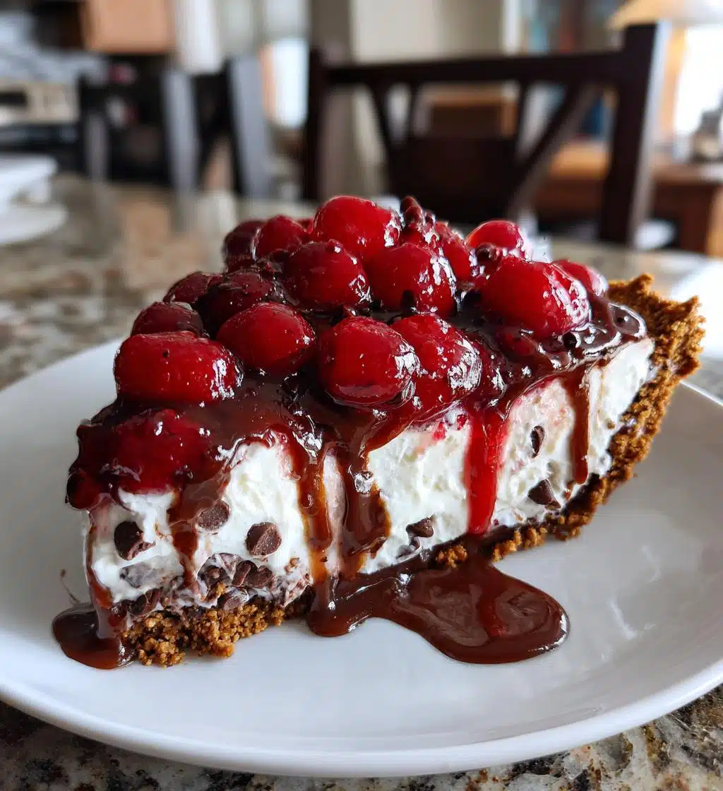 no bake easy cherry chocolate chip pie