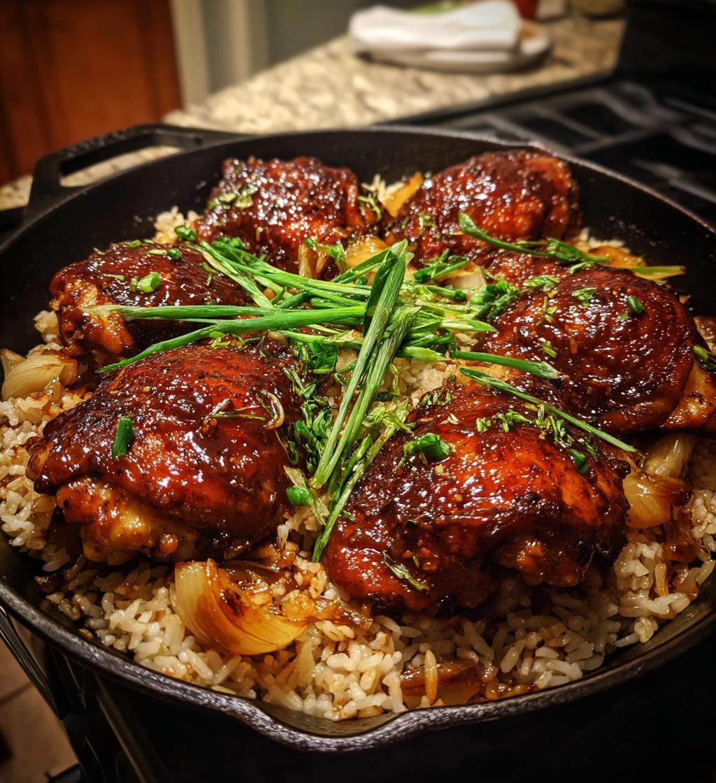 one pan bold honey bbq chicken rice