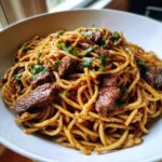 one pan spicy honey garlic steak pasta