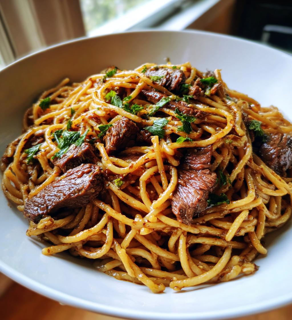one pan spicy honey garlic steak pasta