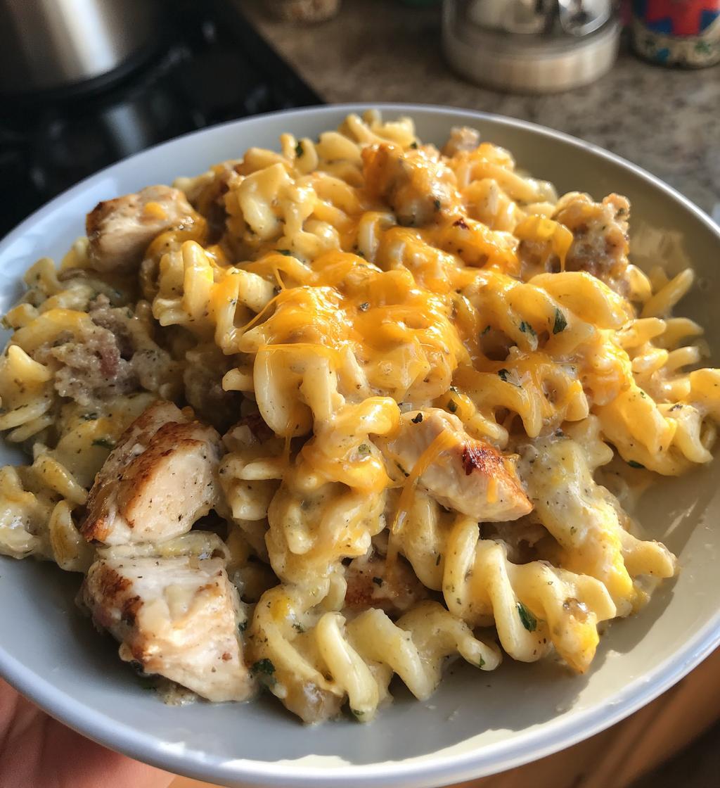 one pot cheddar ranch chicken and sausage rotini