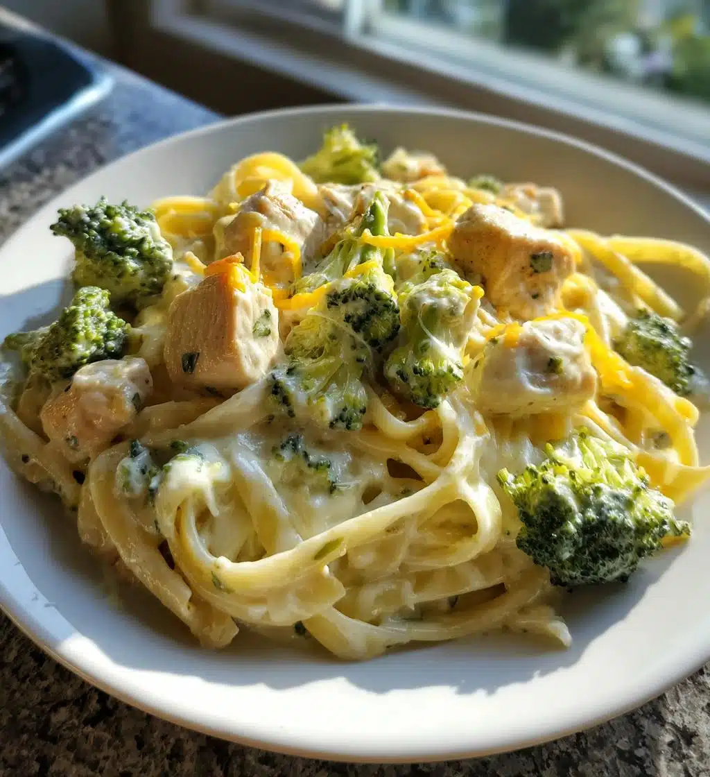 one pot creamy ranch chicken broccoli fettuccine - detail 1