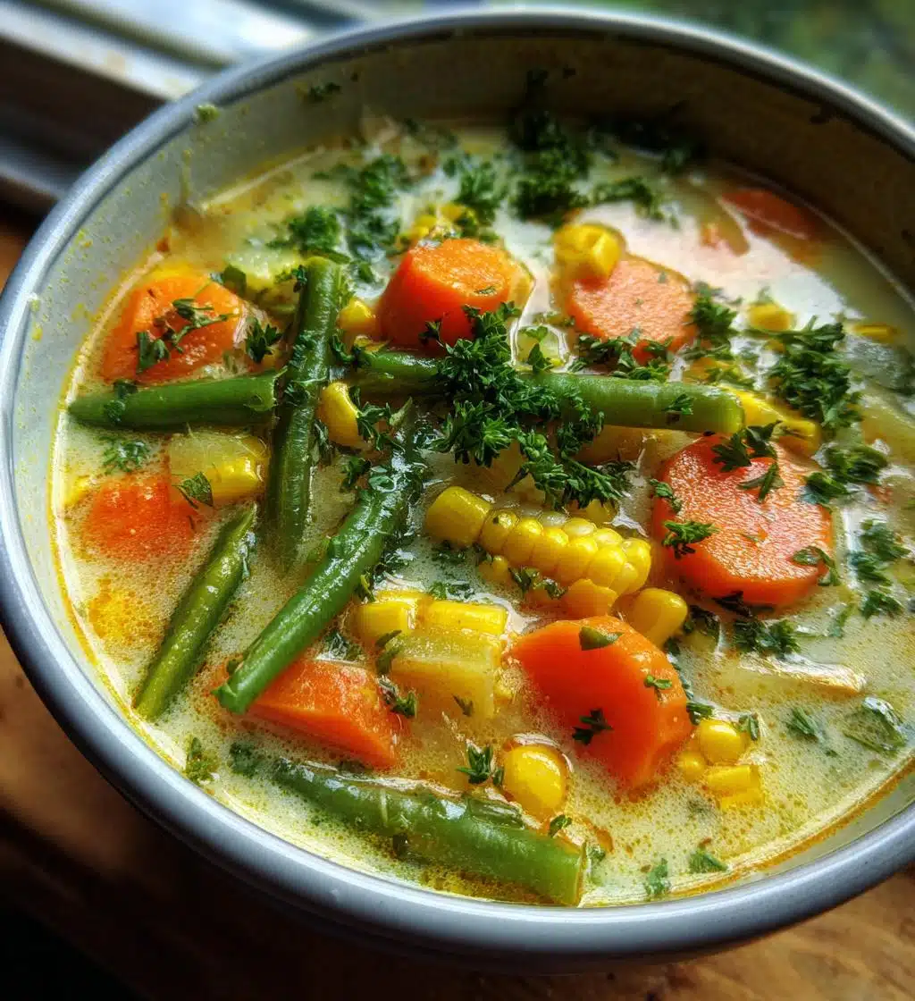 one pot creamy vegetable soup - detail 1