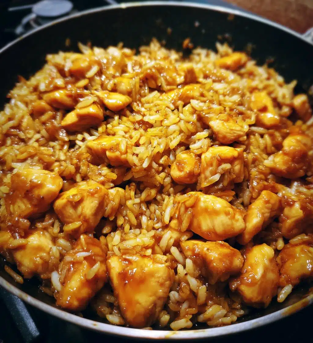 one pot sassy honey garlic chicken rice pasta - detail 1