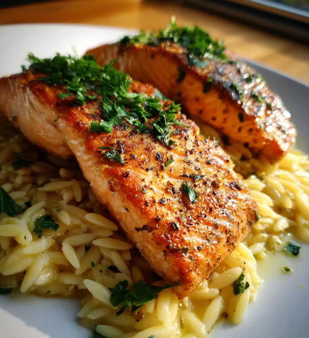 one skillet salmon with lemon orzo - detail 1