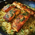 one skillet salmon with lemon orzo