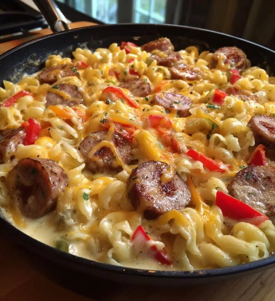 one skillet smoky cajun sausage cheese mac