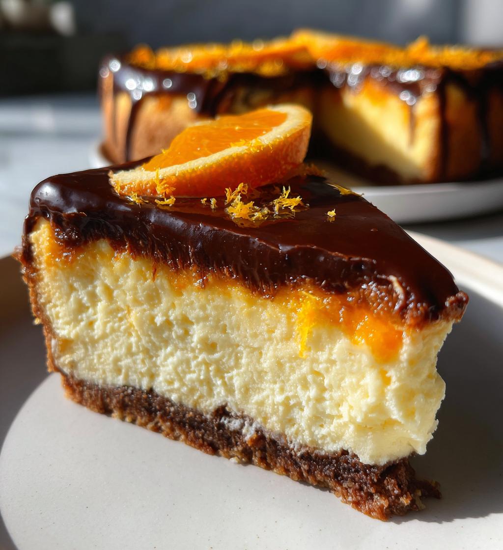 orange mascarpone cheesecake with chocolate ganache - detail 1