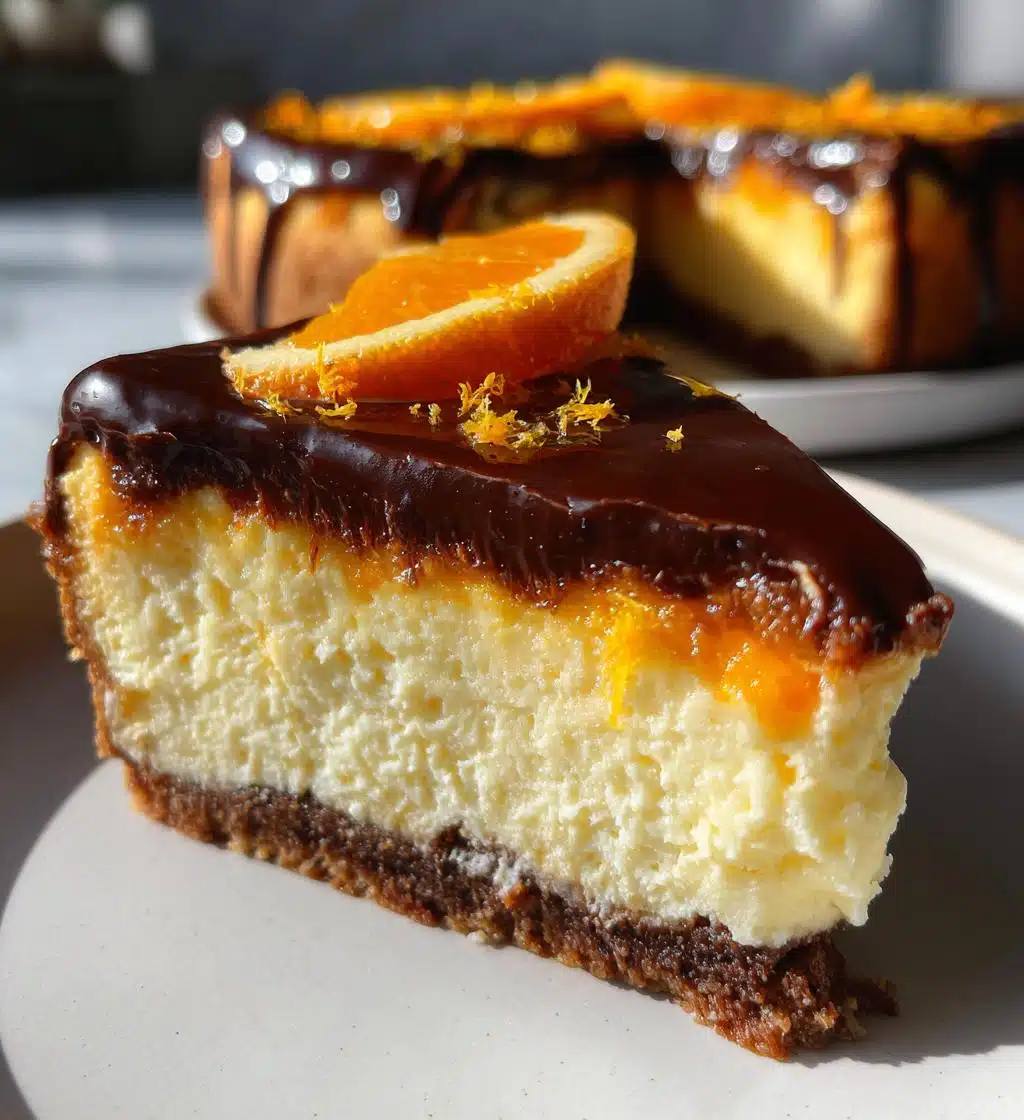 orange mascarpone cheesecake with chocolate ganache - detail 1
