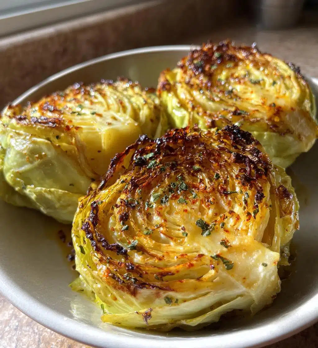 oven roasted garlic cabbage steaks - detail 1