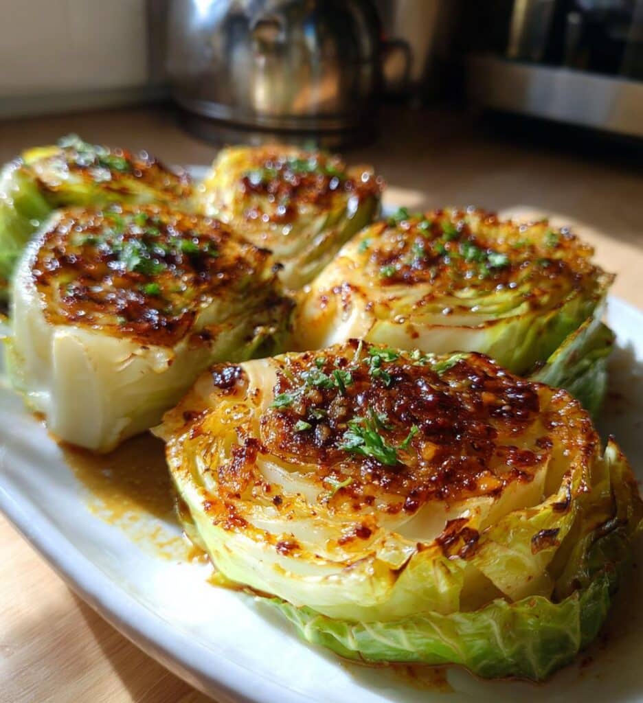 oven roasted garlic cabbage steaks