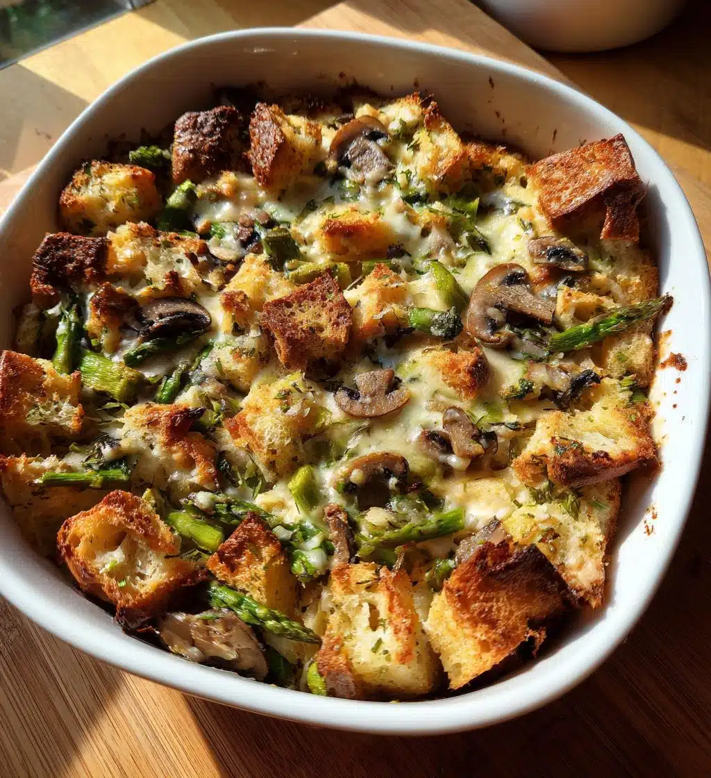 overnight asparagus mushroom strata - detail 1