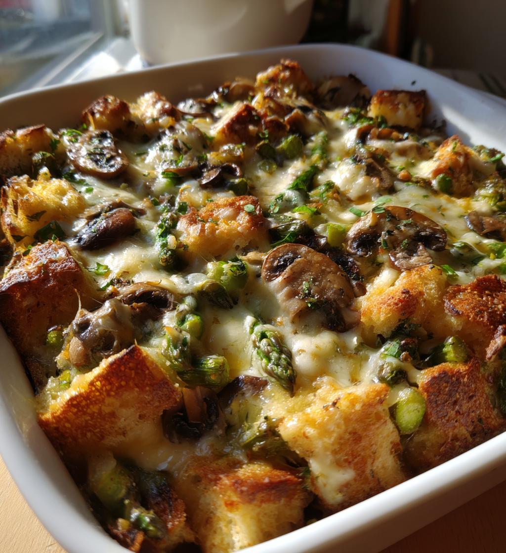 overnight asparagus mushroom strata