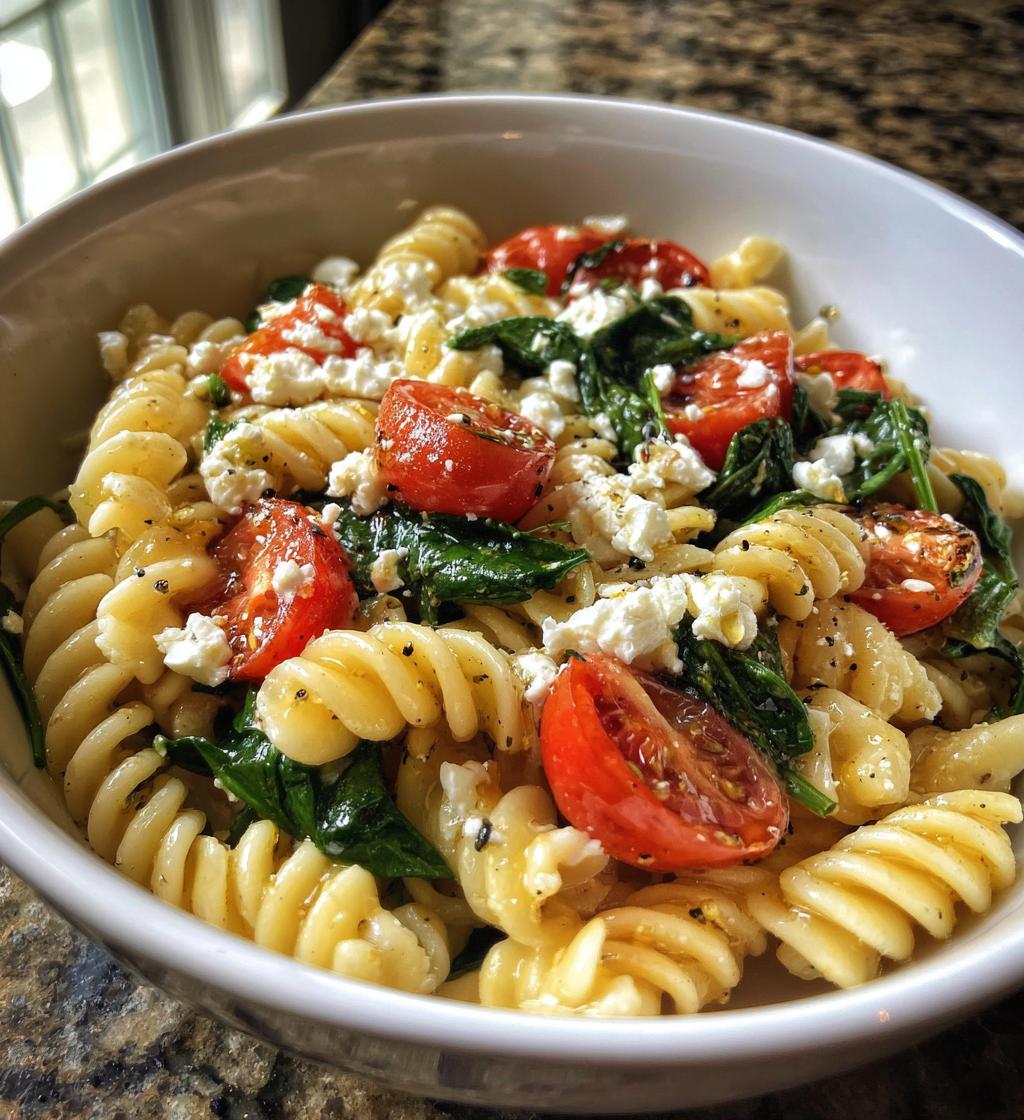 pasta with feta tomatoes and spinach