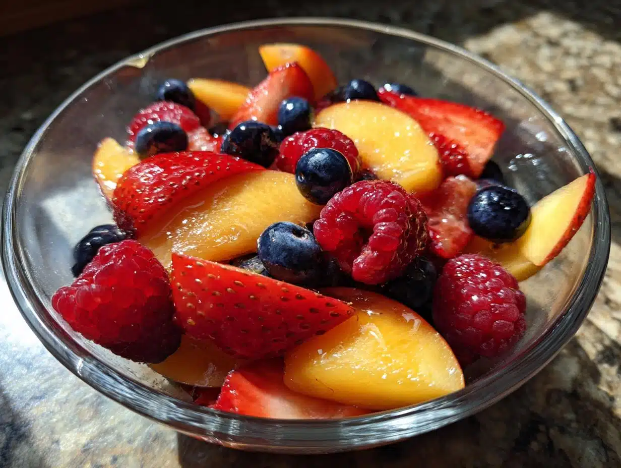 peach berry fruit salad - detail 1