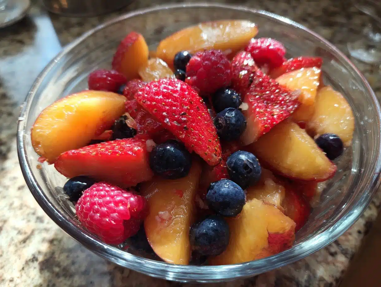 peach berry fruit salad
