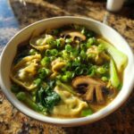 potsticker soup with mushrooms bok choy