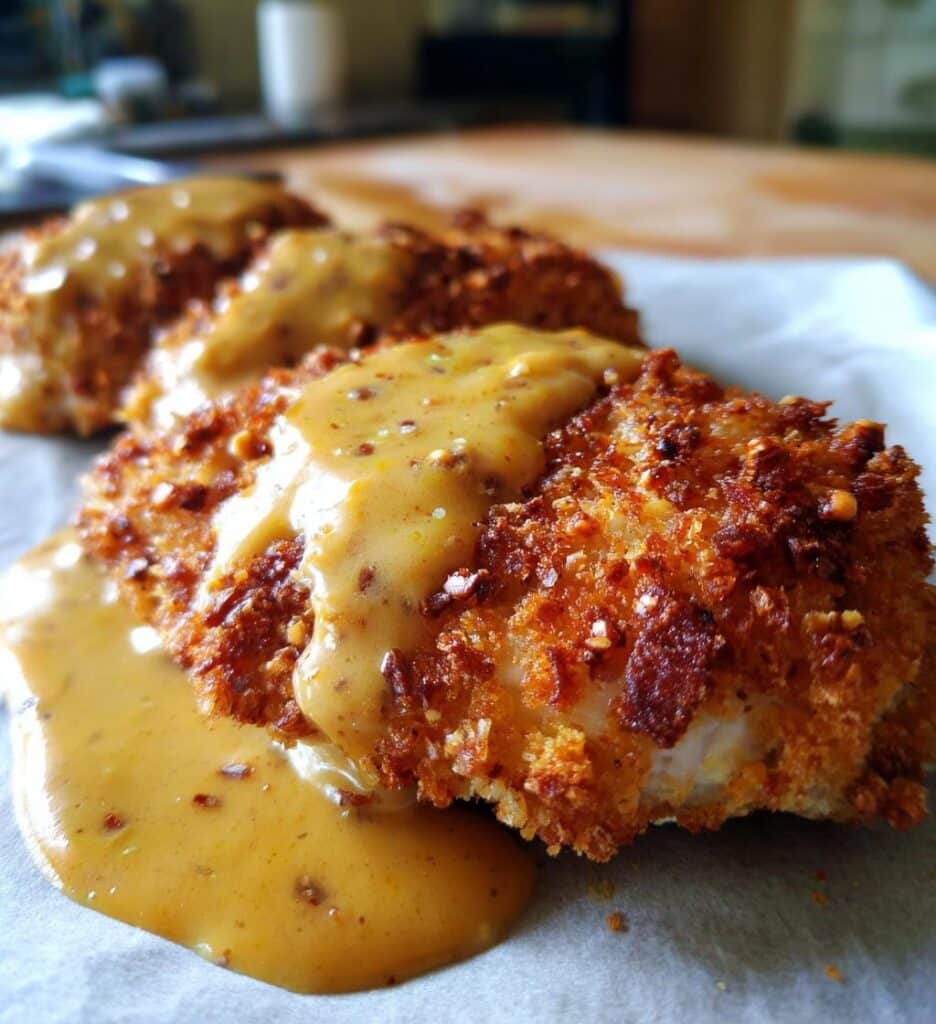 pretzel chicken mustard cheddar sauce recipe
