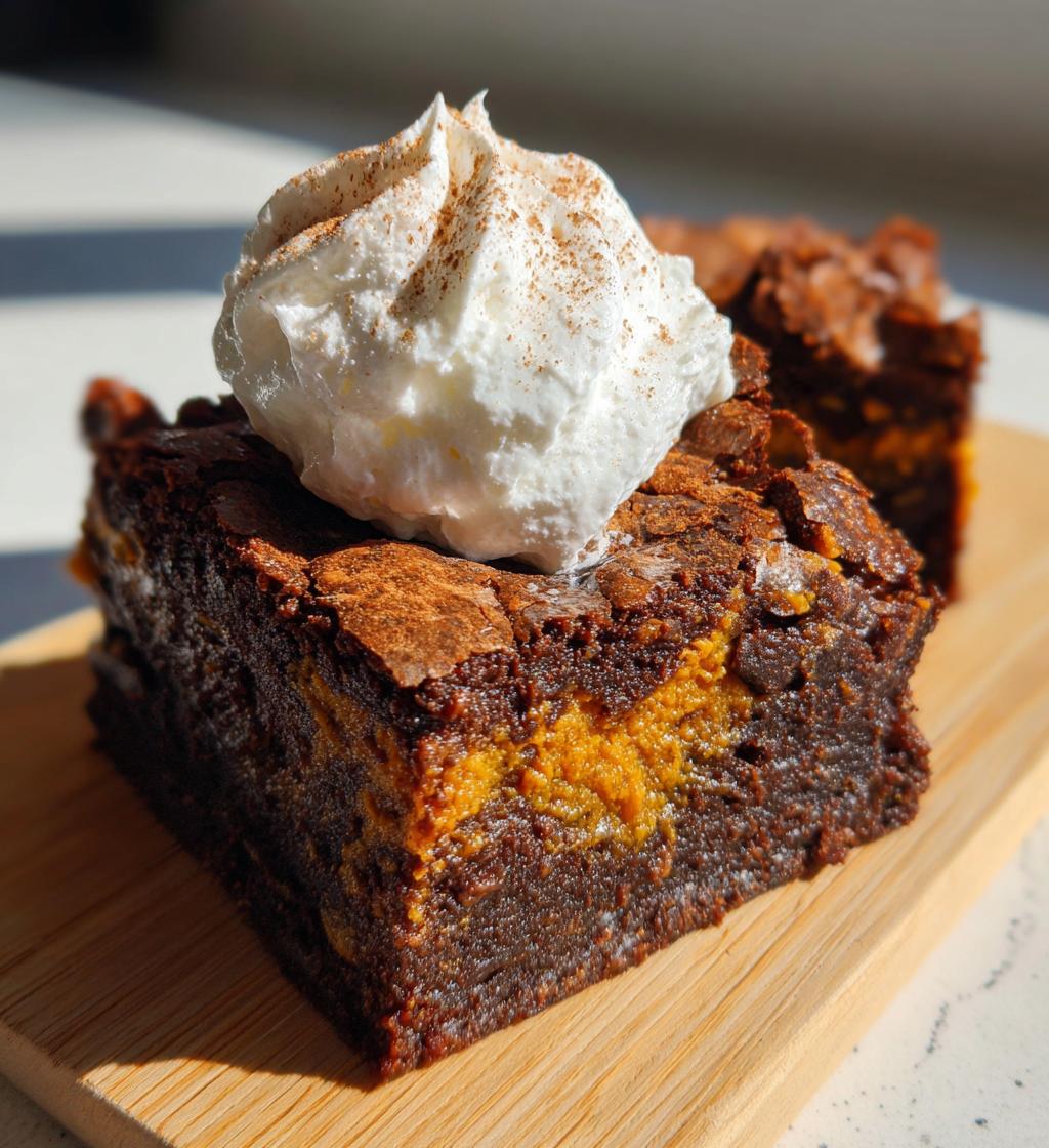 pumpkin brownies fall dessert recipe - detail 1