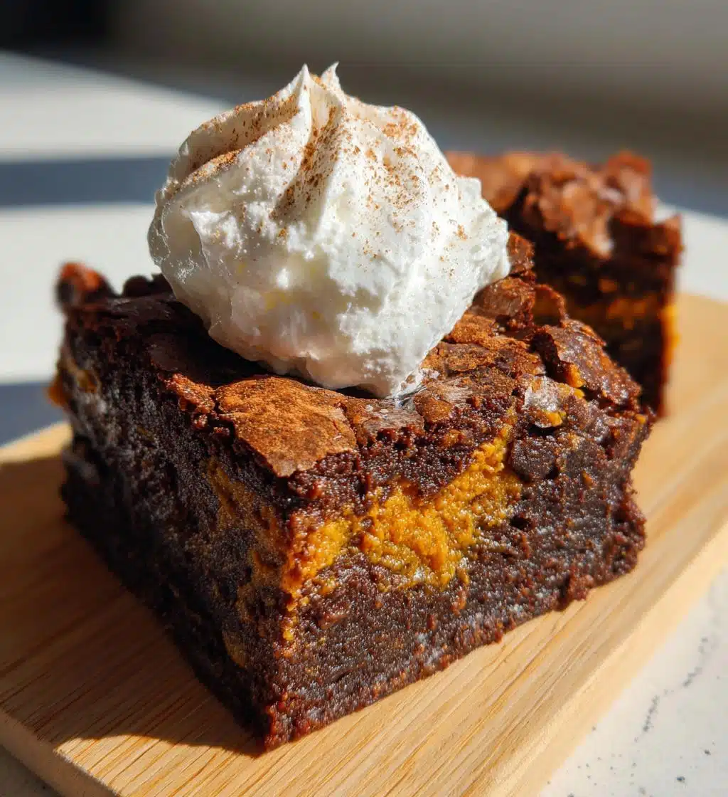 pumpkin brownies fall dessert recipe - detail 1