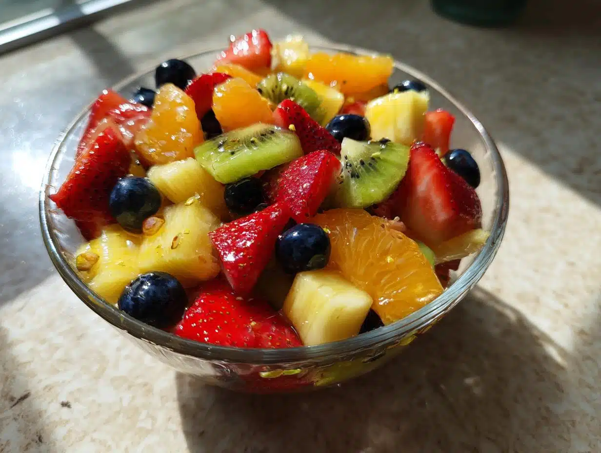 rainbow fruit salad honey lime dressing