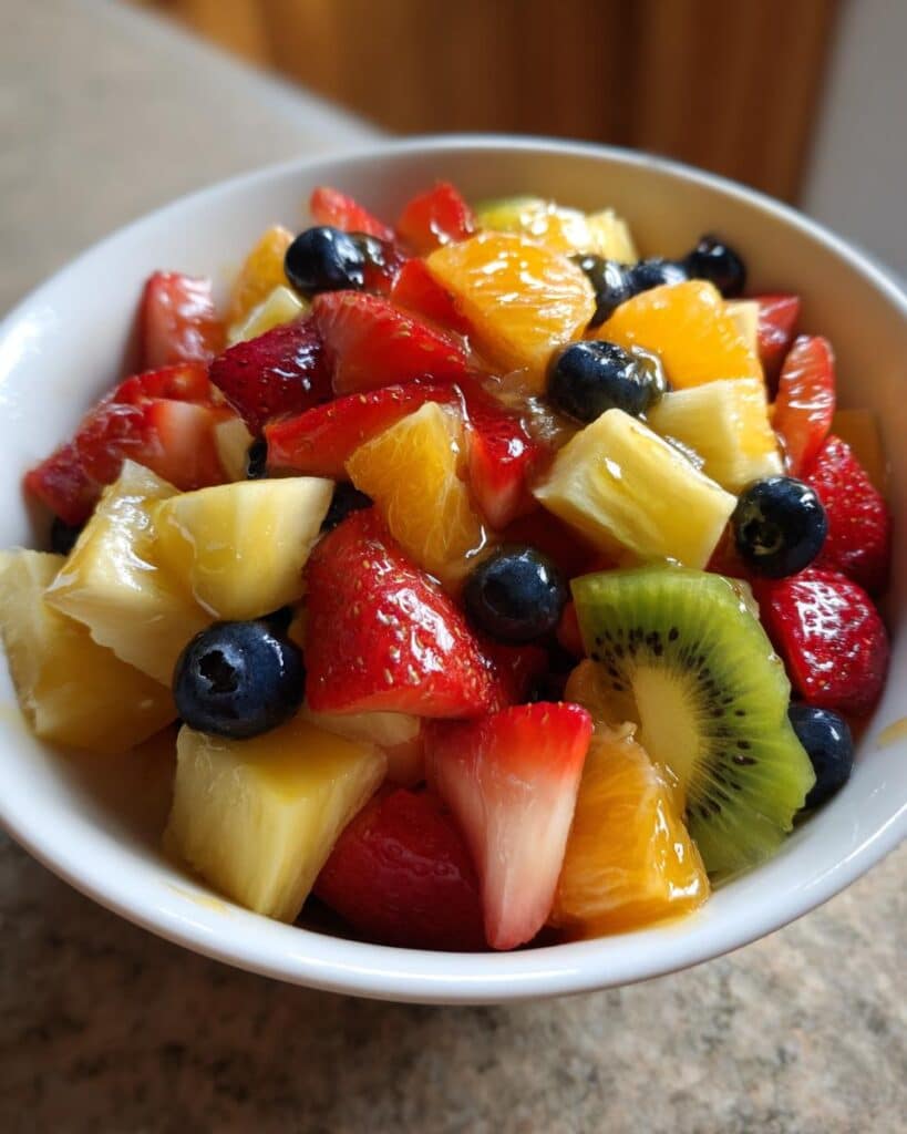 rainbow fruit salad honey lime dressing