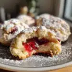 raspberry filled almond snowball cookies